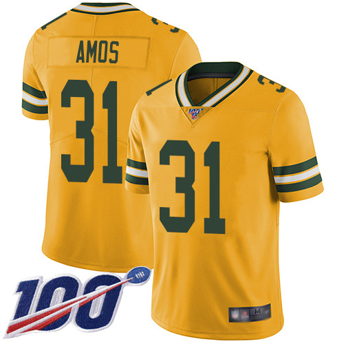 Green Bay Packers Limited Gold Men #31 Amos Adrian Jersey Nike NFL 100th Season Rush Vapor Untouchable->women nfl jersey->Women Jersey